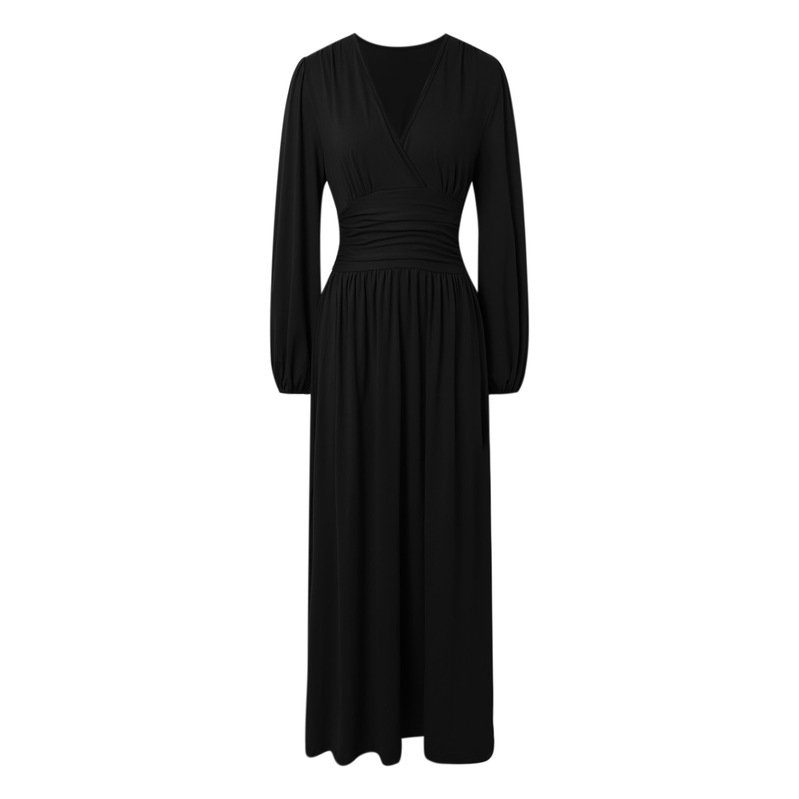 thumbnail image 4 of Vestido elegante largo hasta el suelo para mujer: manga larga, abertura alta, poliéster/spandex, formal: boda/fiesta, tallas S-XXL, 4 of 6